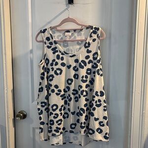 Oversized S Navy and Cream Tank Top